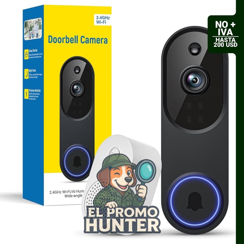 Cámara de video timbre WiFi inalámbrica SearByte 1080P con batería.