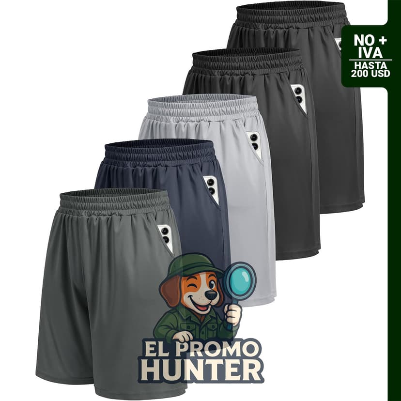 Paquete de 5 pantalones cortos deportivos de baloncesto para hombre.