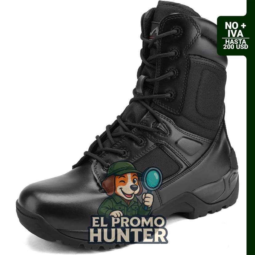 Botas de trabajo tácticas NORTIV 8 para hombre, de cuero, con cremallera lateral, para exteriores.