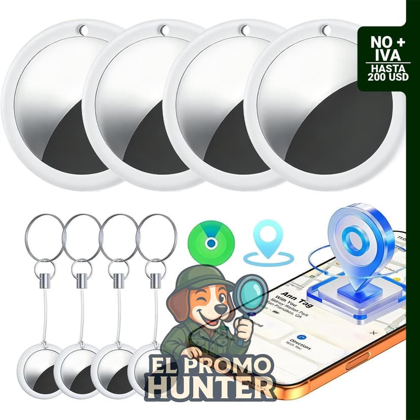 Paquete de 4 rastreadores inteligentes Bluetooth para iPhone, compatibles con Apple Find My App.