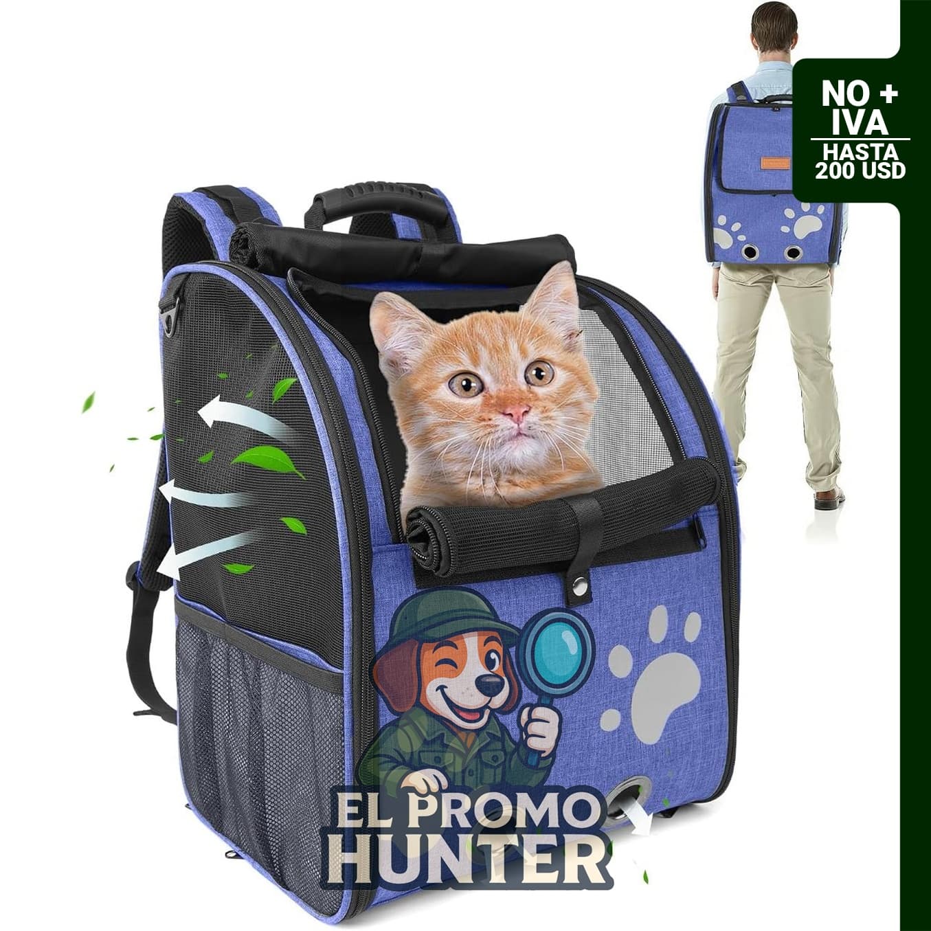 Mochila para mascotas Voyiln, diseñada para gatos y perros pequeños.
