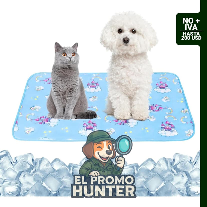 Tapete refrescante de verano para mascotas, castillo azul, tamaño S.