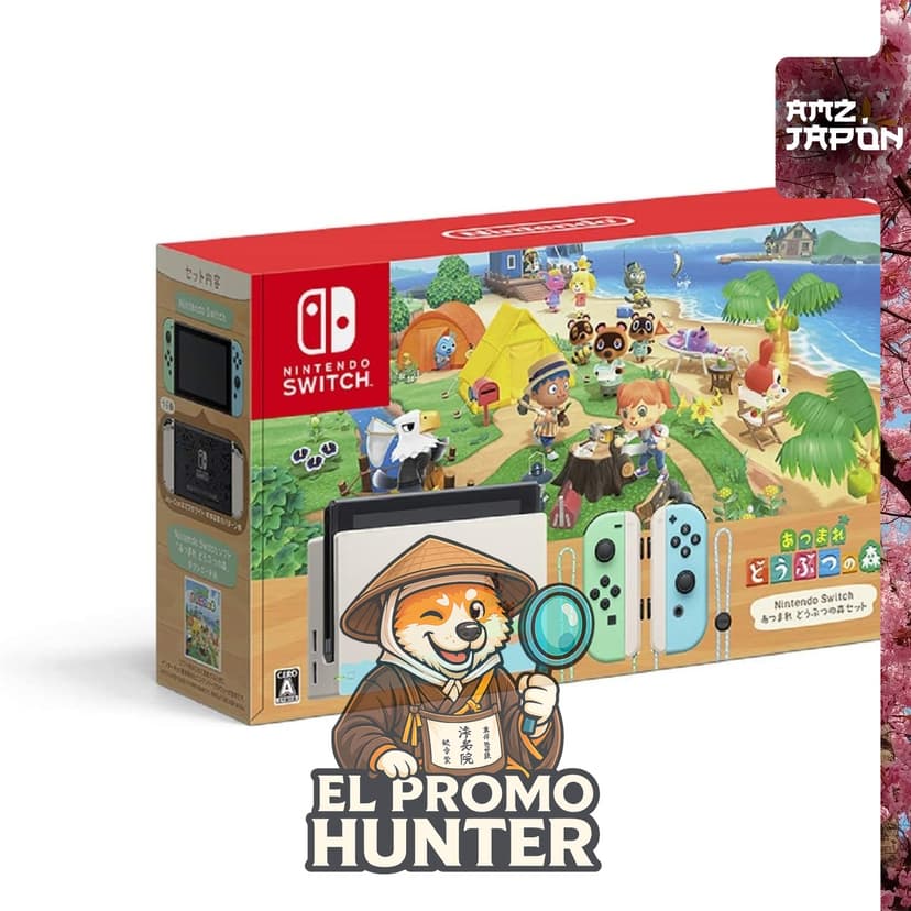 Nintendo Switch Animal Crossing Set, consola híbrida con controladores.
