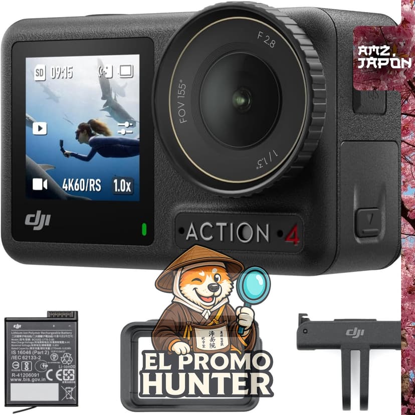DJI Osmo Action 4 Essential Combo, cámara de acción 4K con grabación a 120 fps.