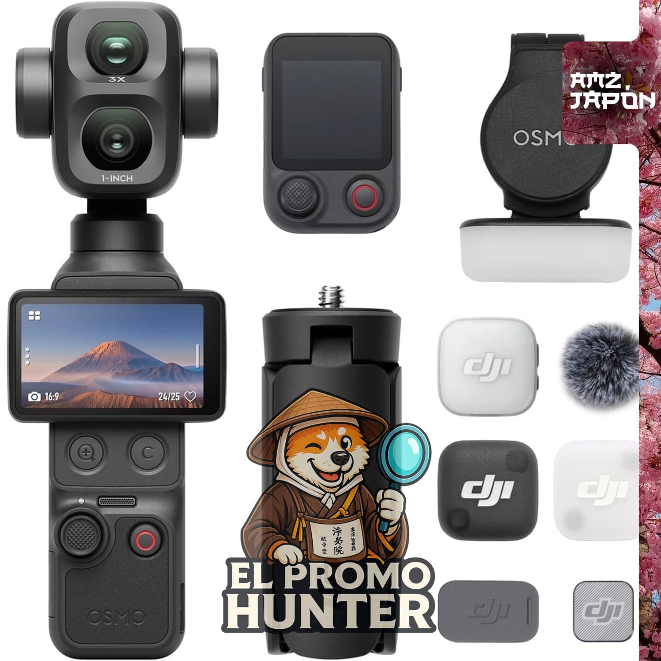 DJI Osmo Pocket 4P Vlog Combo, cámara de vlogs con lentes duales y grabación en 4K.