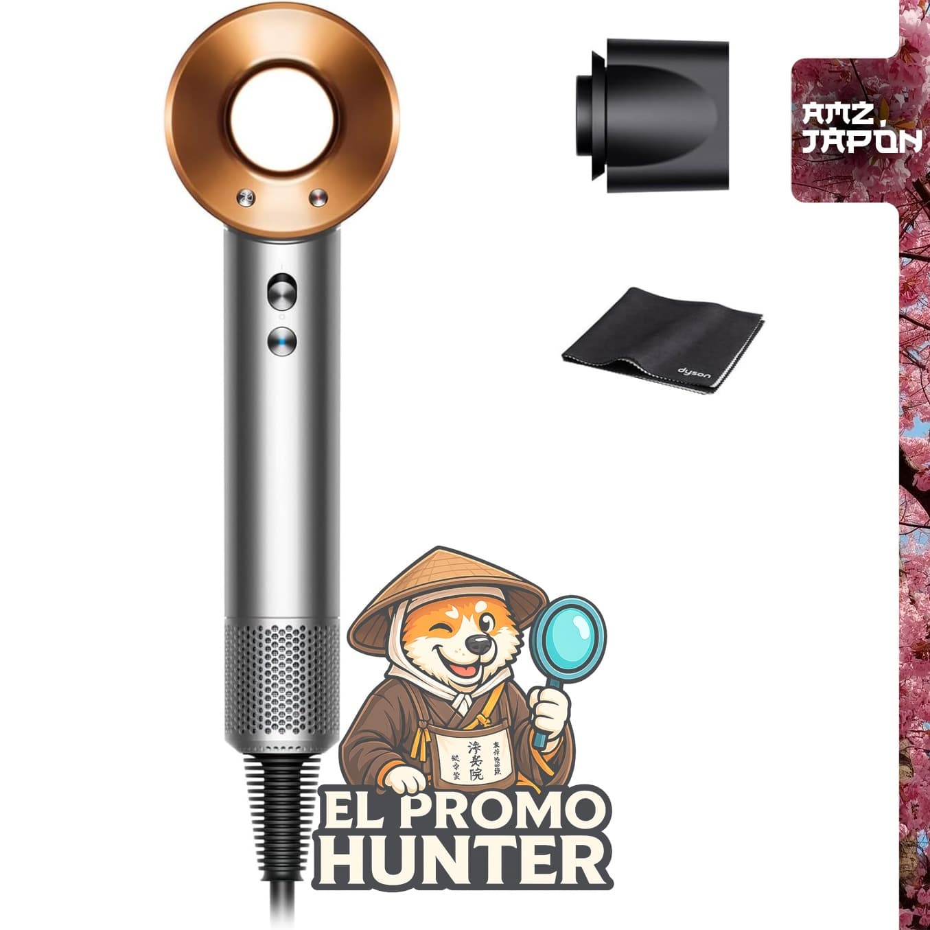 Secador de pelo Dyson Supersonic™ HD08 BNBC AM, color Níquel/Cobre, con flujo de aire grande y secado rápido.