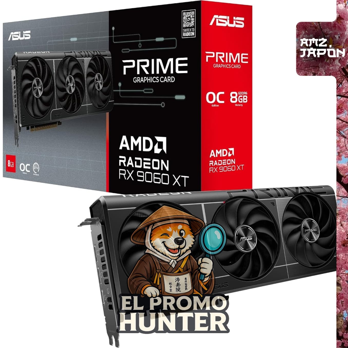 Tarjeta de video ASUS AMD Radeon RX 9060 XT 8GB GDDR6 OC Edition.
