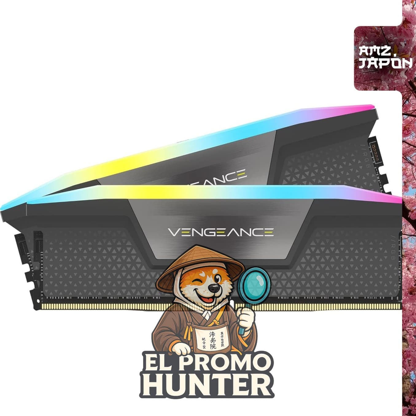 CORSAIR VENGEANCE RGB DDR5 32GB (16GB x 2) compatible con AMD e Intel, hasta 6000MHz.