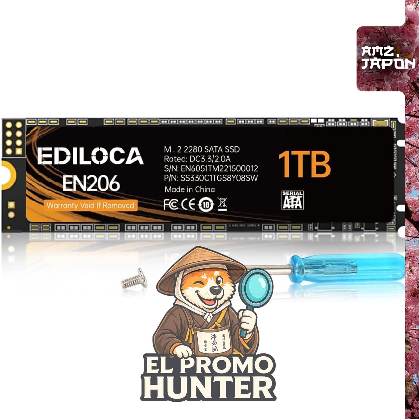 Ediloca EN206 SSD 1 TB M.2 2280, 3D TLC NAND Flash, SATA III 6Gbps, corrección de errores, bajo consumo energético.
