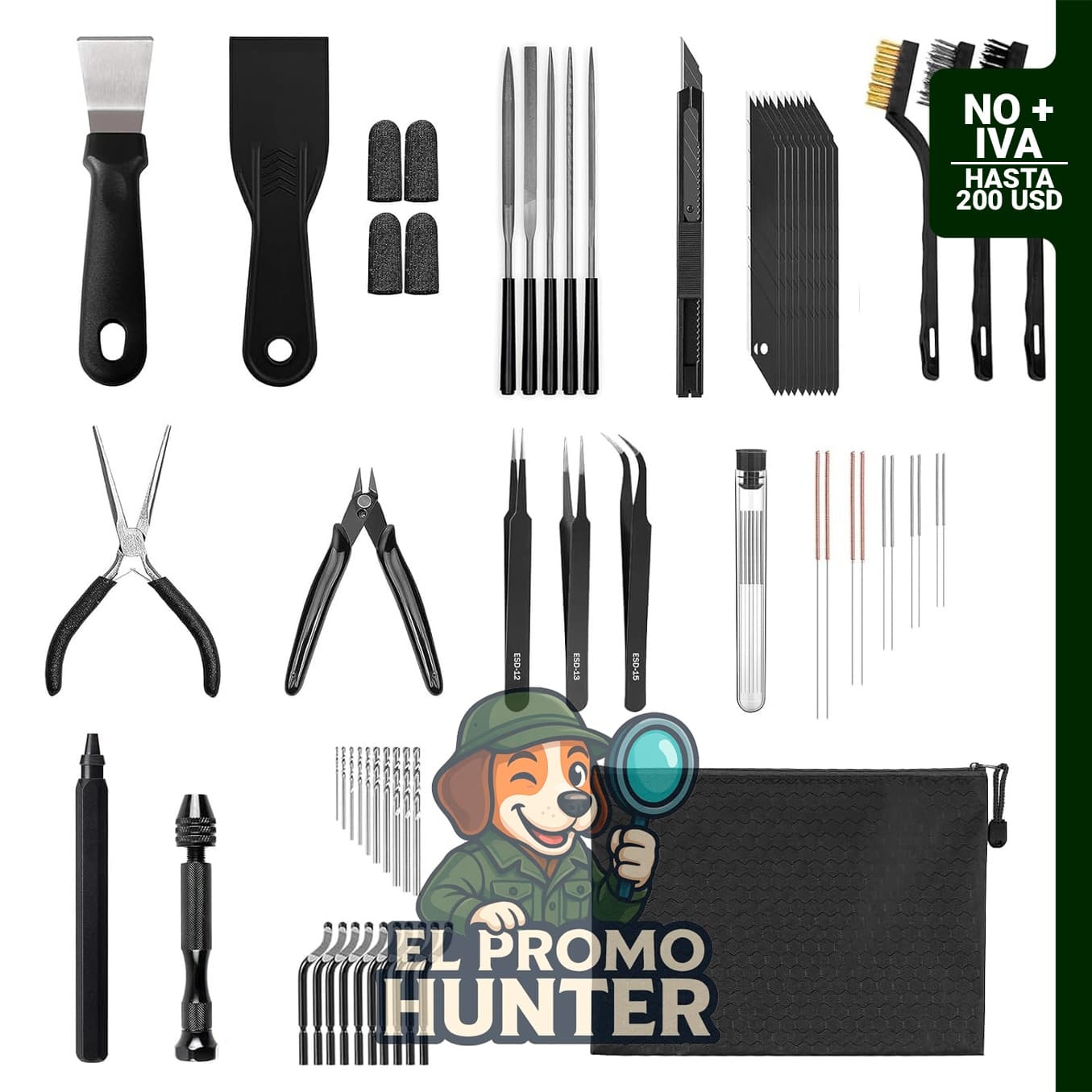 Kit de herramientas de 63 piezas para impresora 3D, incluye desbarbado, limpieza de boquillas, limas y cepillos.