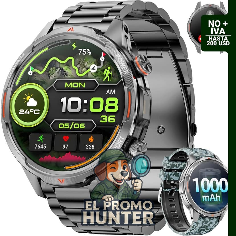 Reloj inteligente militar Karchilor, espera de 100 días, función de llamada.