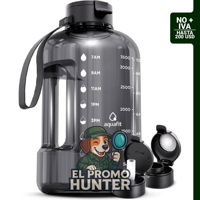 AQUAFIT Botella de agua de 1 galón (3.78 L) con marcador de tiempo.