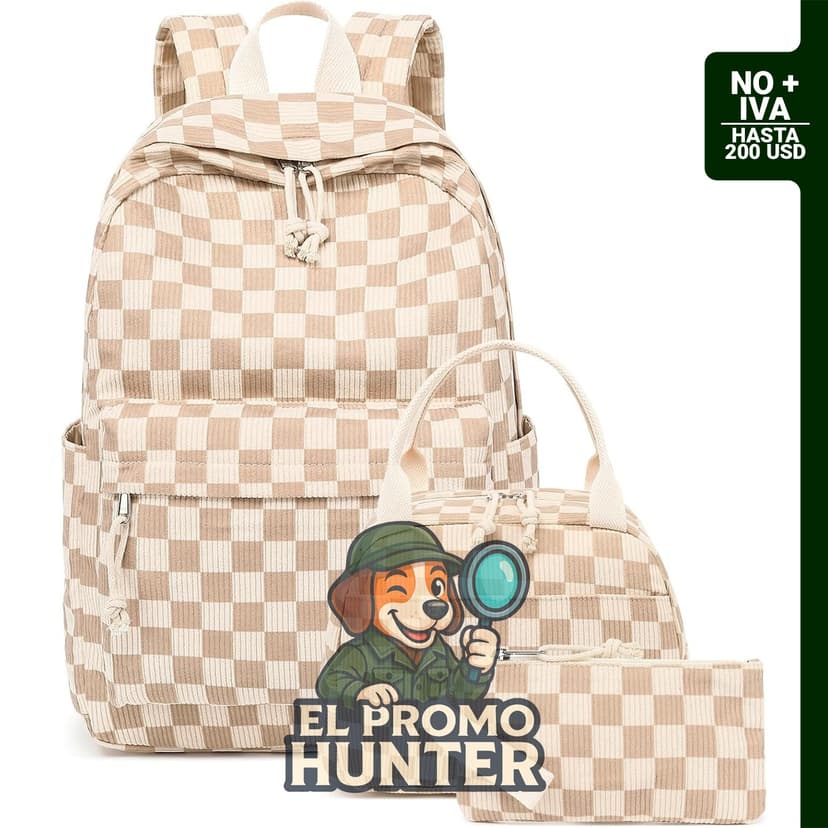 Bluboon Mochila escolar para portátil de 15" (38 cm) con bolsa para almuerzo y bolsa para lápices.