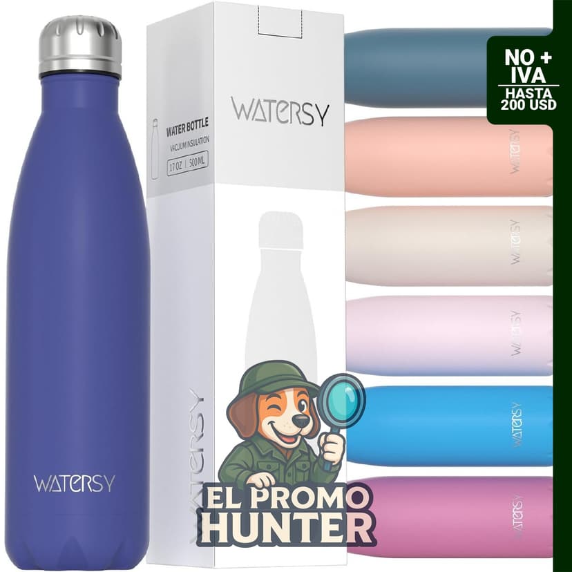 WATERSY Botellas de agua de acero inoxidable de 500 ml (17 oz), sin BPA.