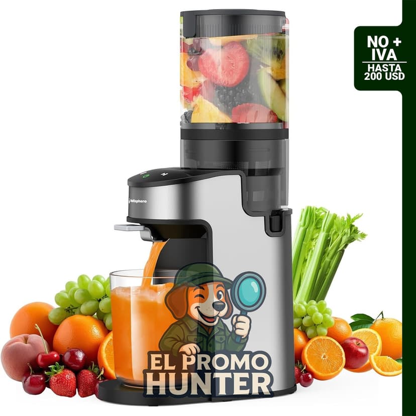 HNUUBIN Exprimidor CFR637, prensa en frío de 400 W, conducto de alimentación de 12.4 cm.