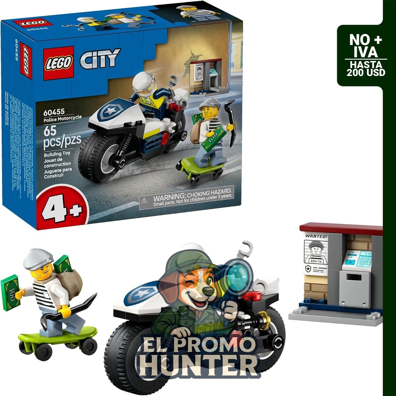 LEGO City Police - Persecución de motocicleta, bloques de construcción para niños a partir de 4 años.