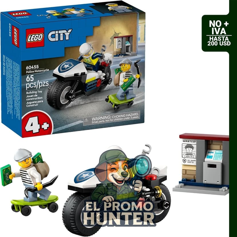 LEGO City Police - Persecución de motocicleta, bloques de construcción para niños a partir de 4 años.