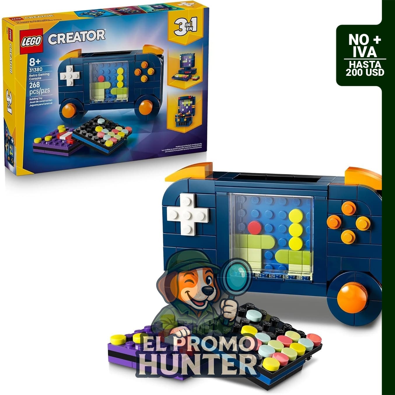 LEGO Creator 3 en 1 Juego de Construcción de Consola de Juegos Retro para niños.