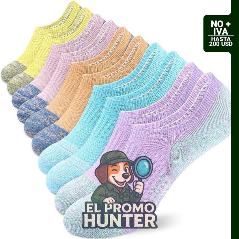 Calcetines invisibles deportivos para mujer, acolchado en el tobillo, corte bajo, 5-6 pares.