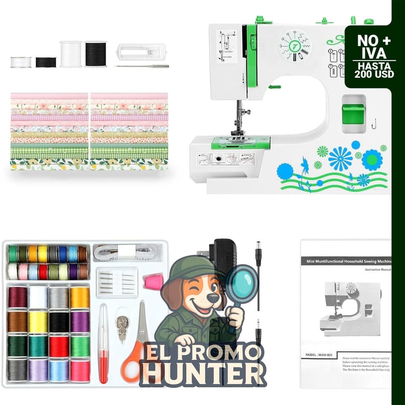 Máquina de coser portátil CRZFRI con kit de tela de 28 piezas.