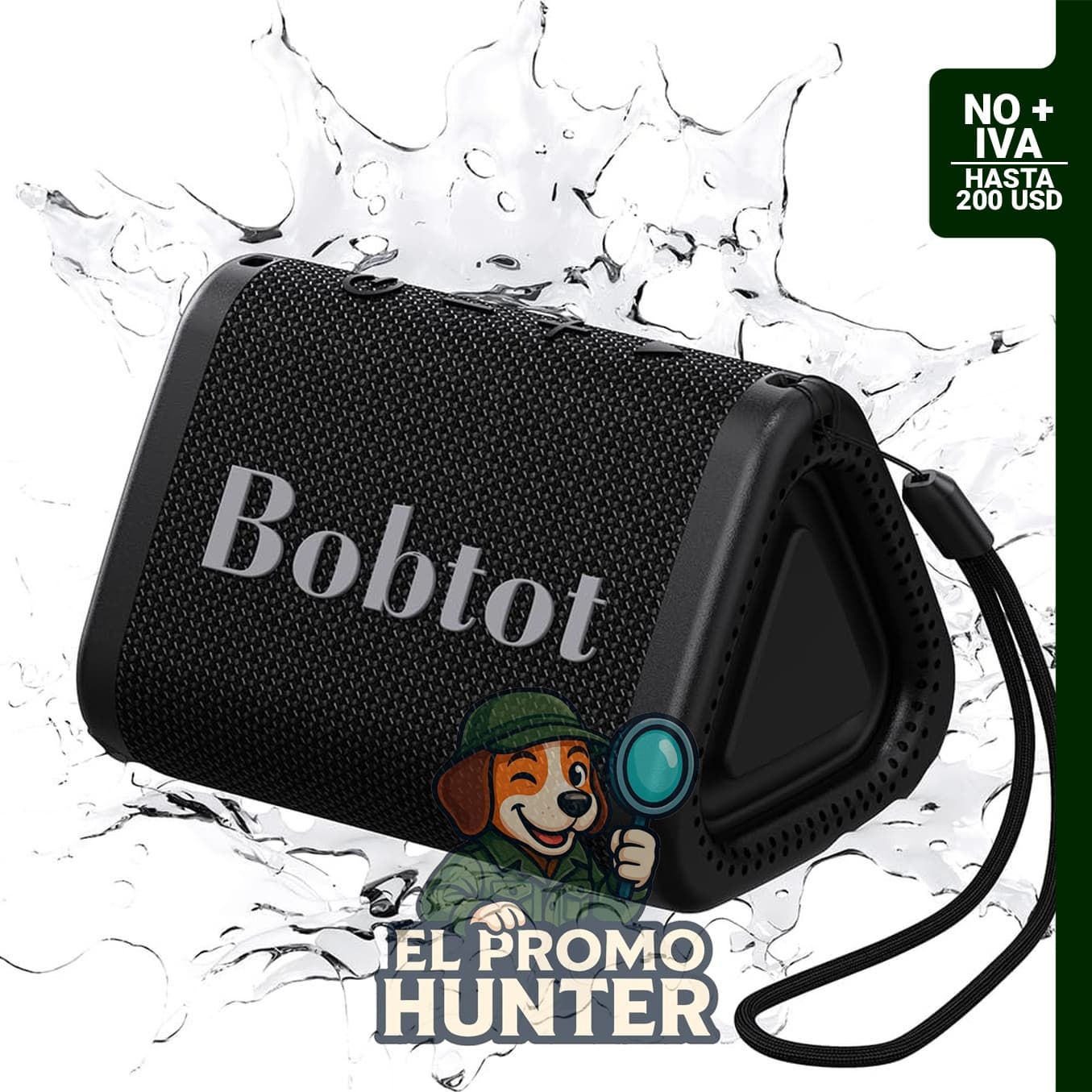 Bobtot Altavoz Bluetooth Portátil Inalámbrico, IPX7 impermeable, 15 horas de reproducción, sonido estéreo.