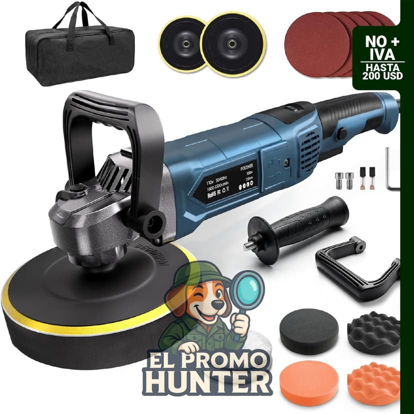 Pulidora de búfer OFISPEED de 6"/7", 1600 W, rotativa con 7 velocidades (1000-3500 RPM).