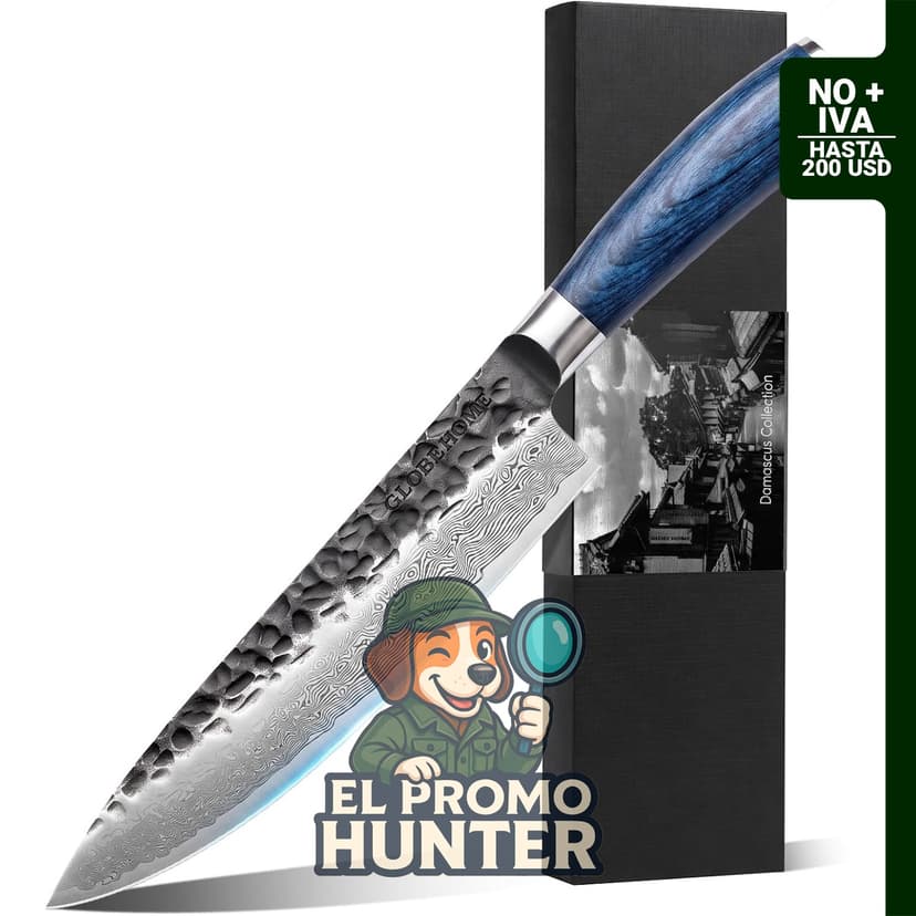 Cuchillo de chef japonés de Damasco de 20.32 cm, acero inoxidable de alto.