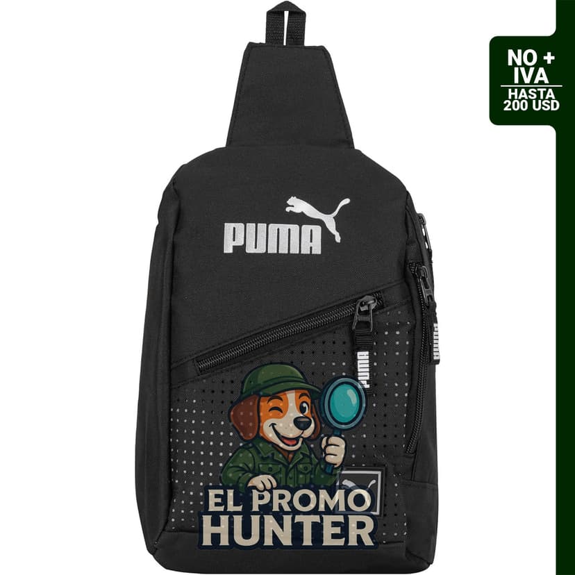 Mochila PUMA Sidewall Sling unisex con correa ajustable y bolsillos con cierre.