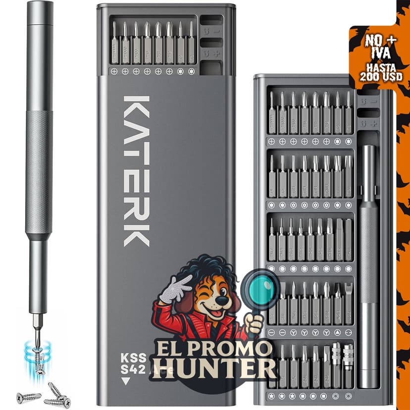 KATERK Juego de destornilladores pequeños 42 en 1, herramienta manual versátil.
