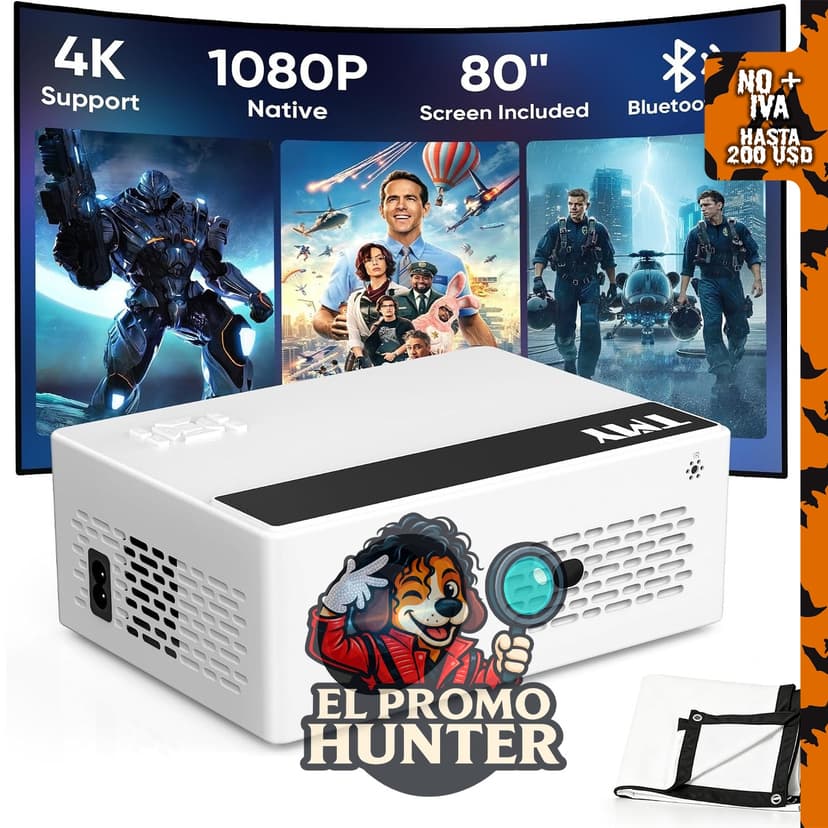 TMY Mini proyector portátil Full HD 1080P, compatible con TV Stick, Smartphone, HDMI y USB.