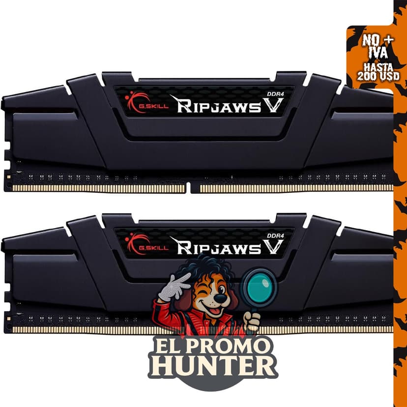 G.SKILL RipjawsV Series DDR4 RAM 32GB (2x16GB) 3200MT/s CL16-18-18-38 1.35V para computadoras de escritorio.