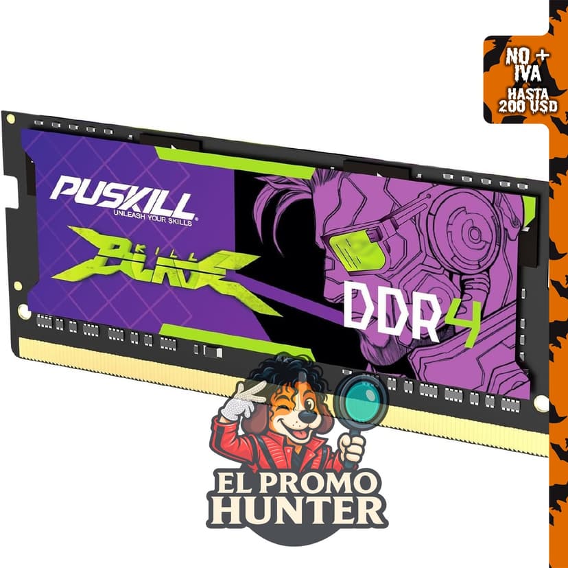 PUSKILL 16 GB DDR4 3200 MHz SODIMM CL22 RAM para laptop.