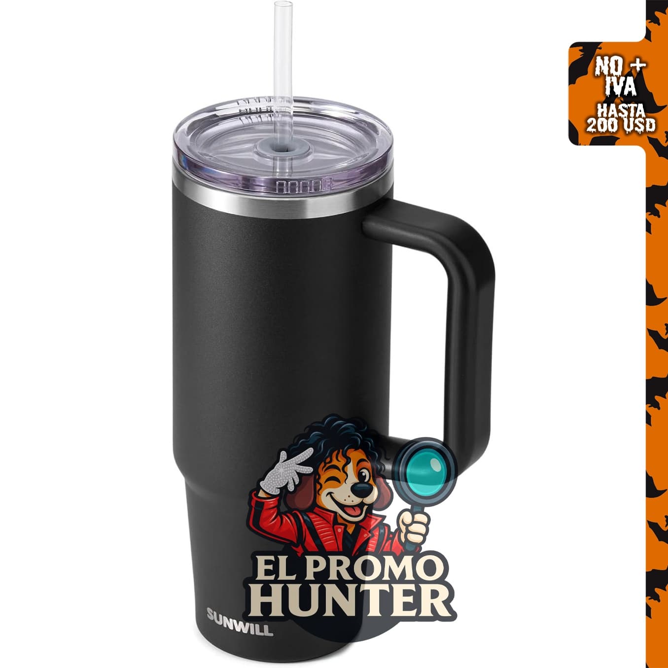 SUNWILL Vaso de café con pajilla, 30 oz (887 ml) de acero inoxidable aislado.