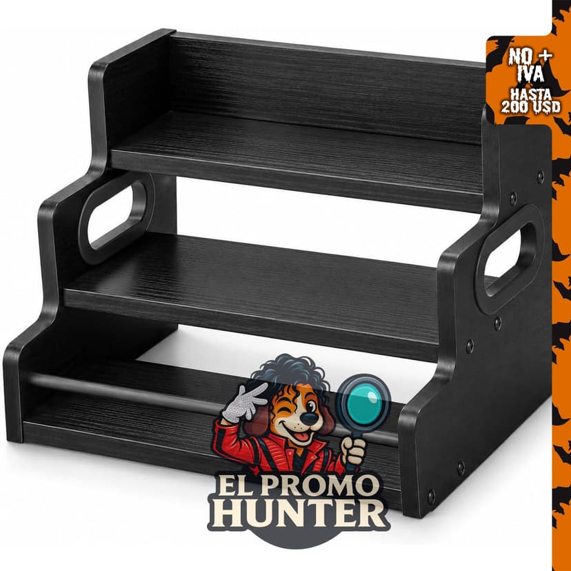 Organizador de especias de 3 niveles de madera para gabinete y encimera.