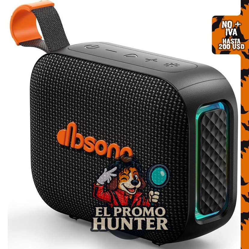 Altavoz Bluetooth portátil IPX5 impermeable, color negro.