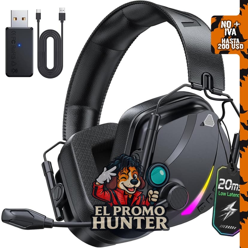 Vakedy Audífonos inalámbricos para juegos, compatibles con PS5, PS4 y PC, con Bluetooth 5.4 y cancelación de ruido.