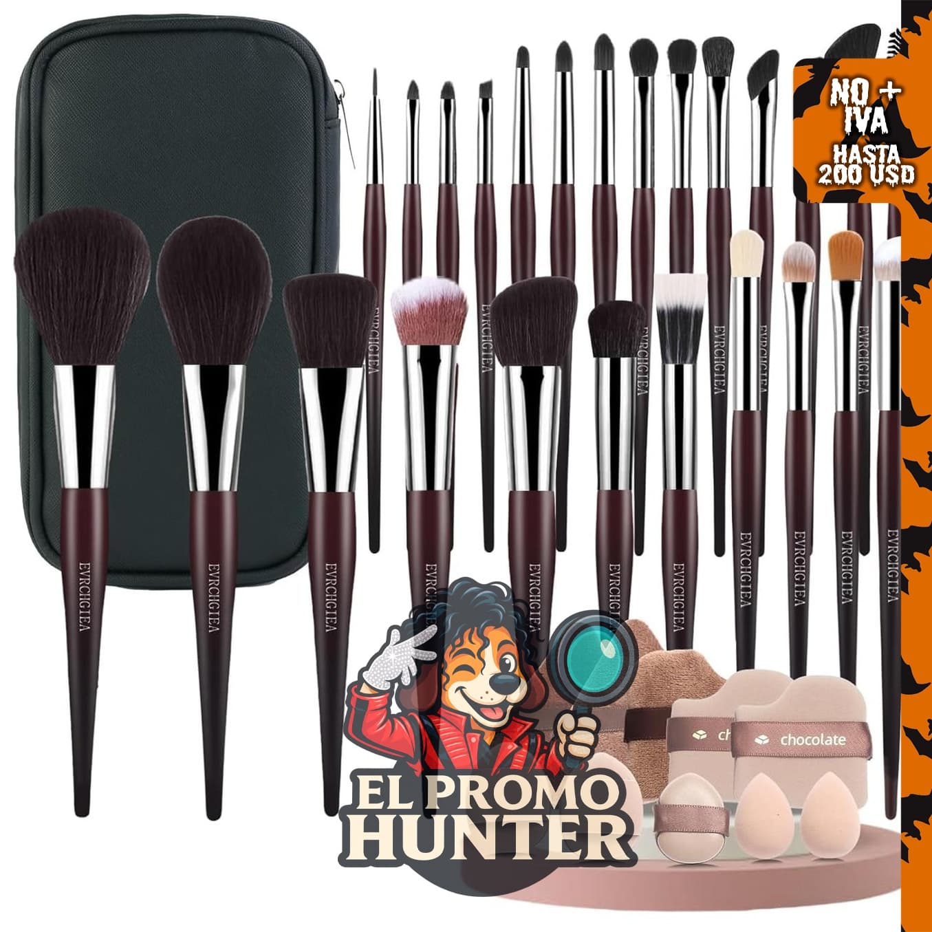Juego de brochas de maquillaje profesional, 25 brochas sintéticas para sombra de ojos con estuche de viaje.