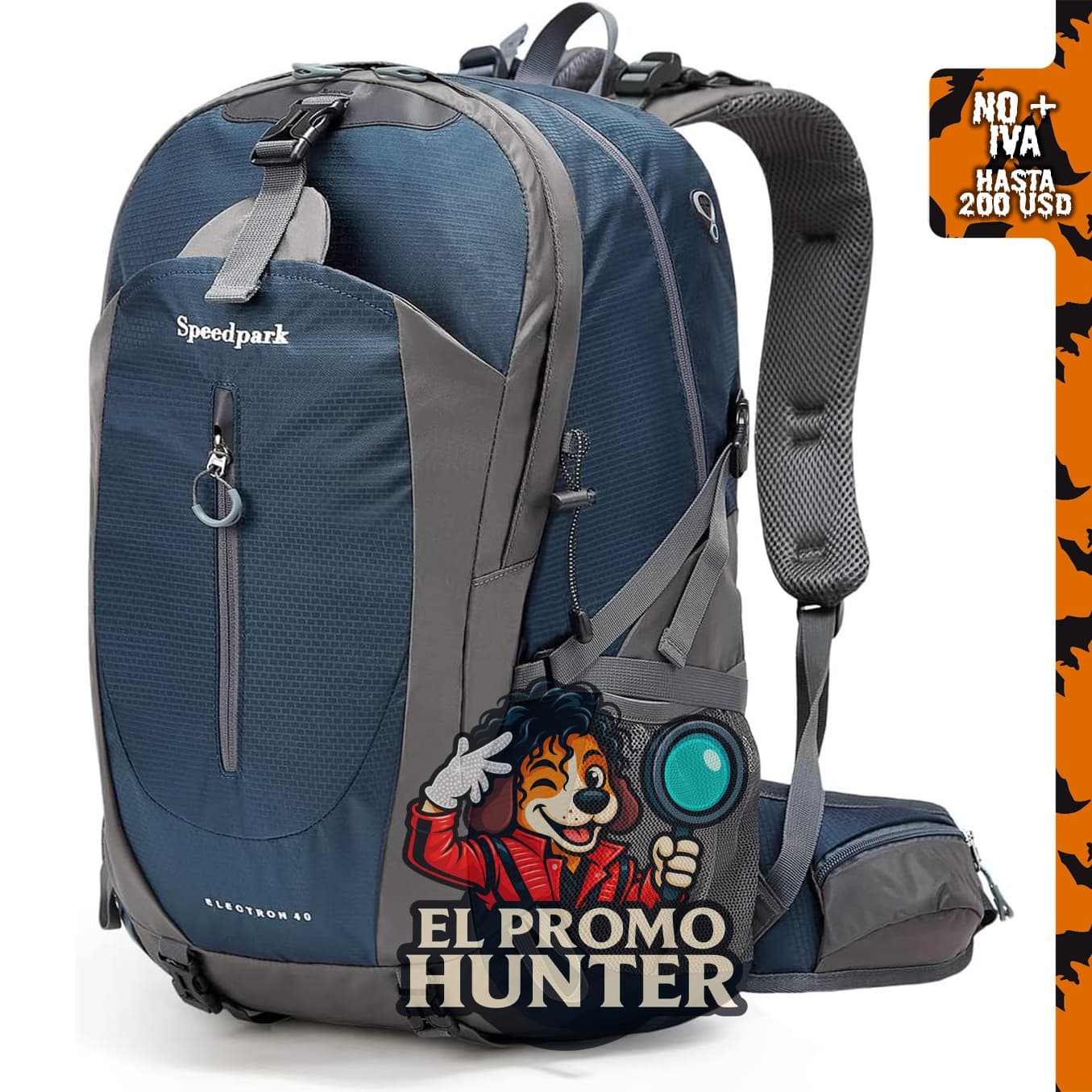 SPEEDPARK Mochila de Senderismo 40L impermeable con cubierta para lluvia, adecuada para actividades al aire libre.