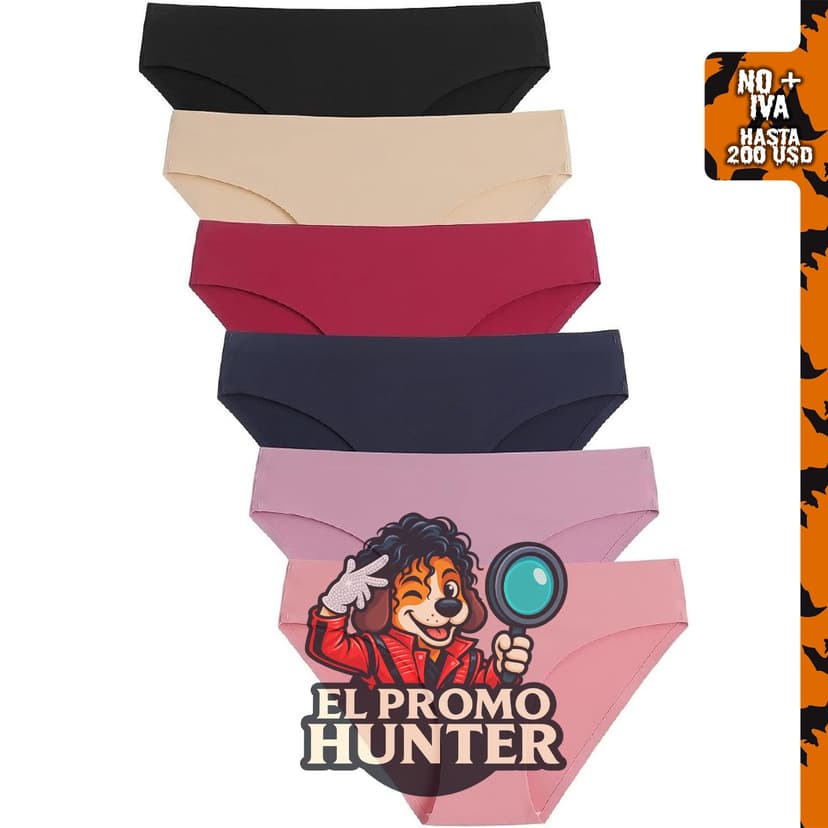 Caterlove Ropa interior sin costuras para mujer tipo bikini, paquete de 6.