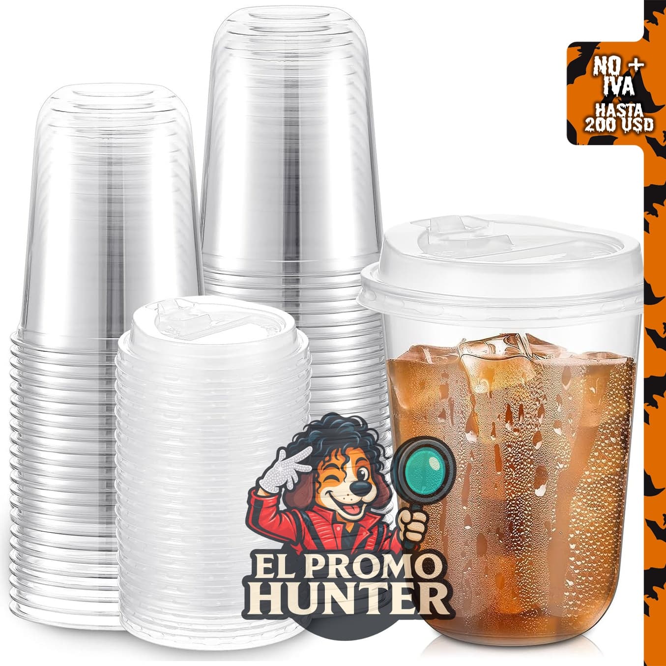Baderke 25 vasos de plástico desechables de 16 oz (473 ml) con tapa, ideales para bebidas frías.