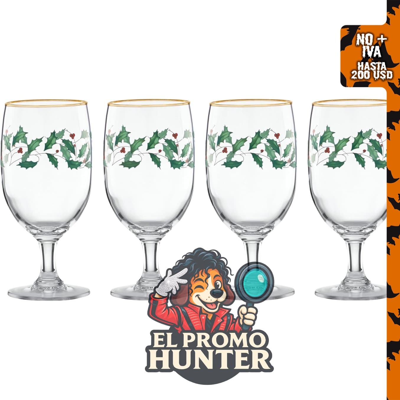 Lenox 849606 Holiday - Juego de 4 vasos para bebidas heladas, vajilla navideña.