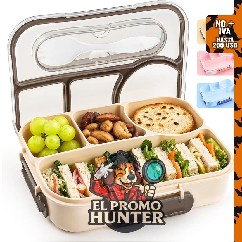 EASYFUN Lonchera para adultos, caja bento con 4 compartimentos, apta para lavavajillas y libre de BPA.
