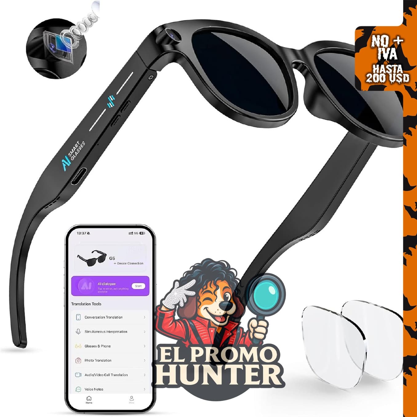 Mingtawn Gafas inteligentes con tecnología vestible.
