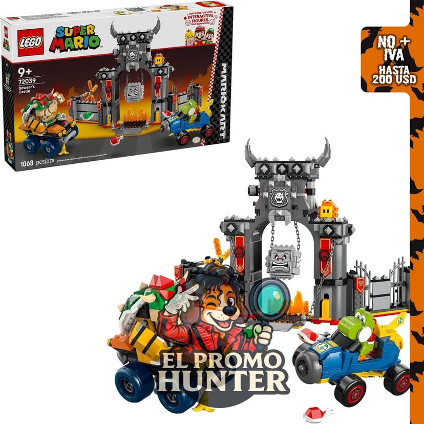 LEGO Super Mario: Mario Kart - Juguete de construcción del castillo de Bowser, incluye figuras de Yoshi y Bowser.