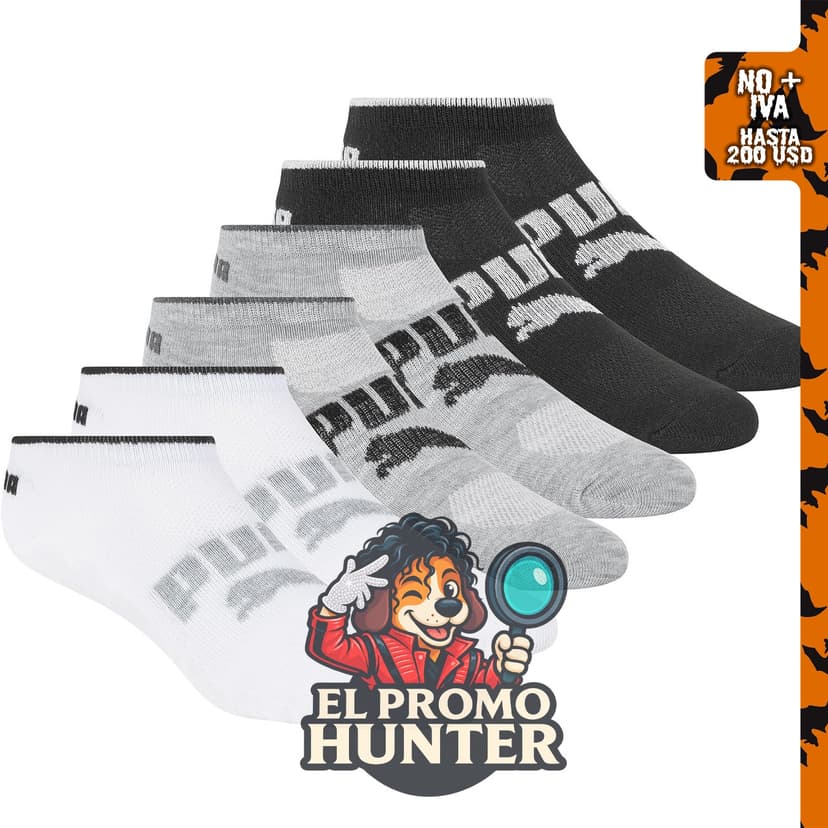 PUMA Calcetines de corte bajo para mujer, paquete de 6 unidades.