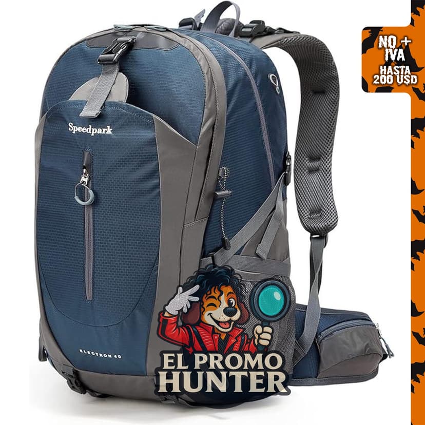 SPEEDPARK Mochila de Senderismo 40L impermeable con cubierta para lluvia, adecuada para actividades al aire libre.