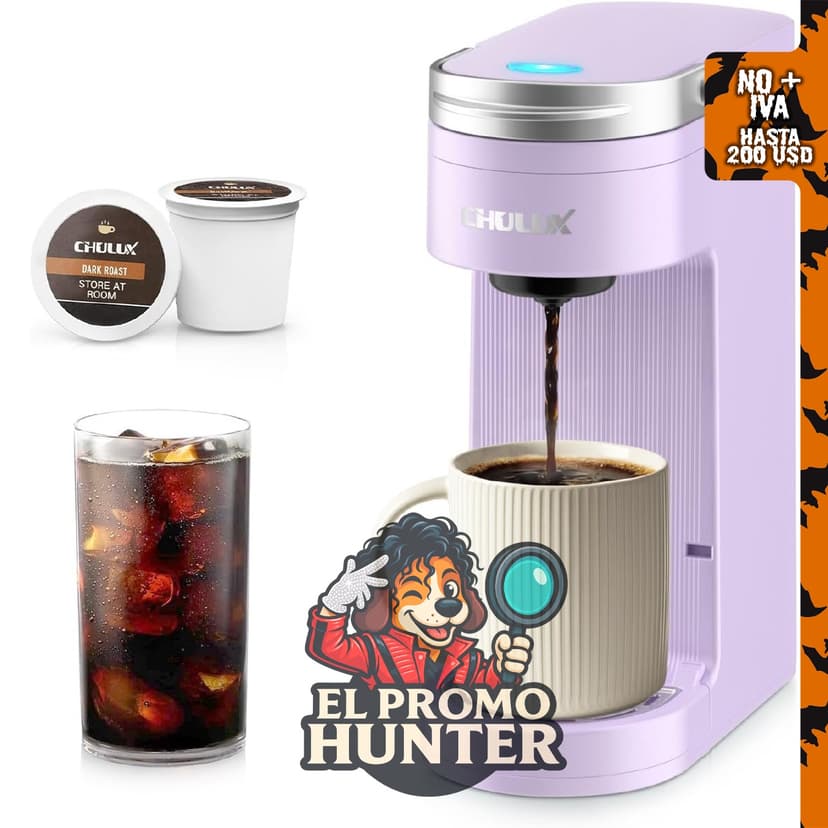 CHULUX Cafetera compacta de una sola porción para cápsulas K Cup, violeta.