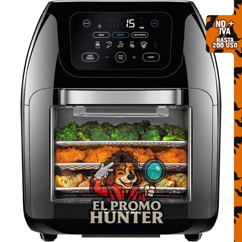 CHEFMAN Freidora de aire digital multifuncional, asador, deshidratador y horno de convección con 17 ajustes preestablecidos.