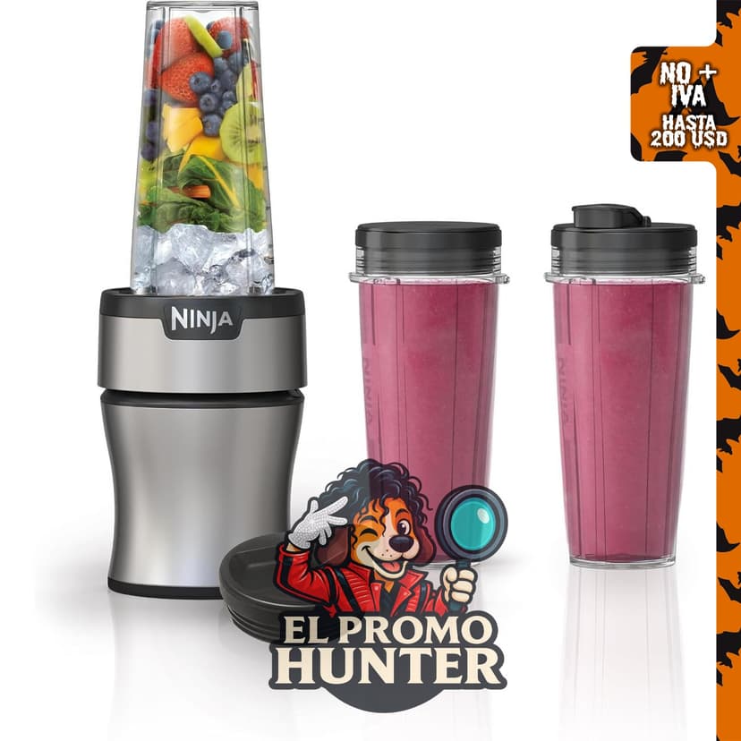 Ninja BN301 Nutri-Blender Plus, licuadora personal compacta con motor de 900 W, incluye 3 tazas de 20 oz y 2 tapas.