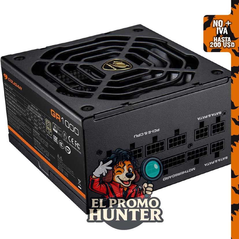 COUGAR Fuente de alimentación GR1000W 1000W - 80 Plus Gold, ATX 3.1 y PCIe.
